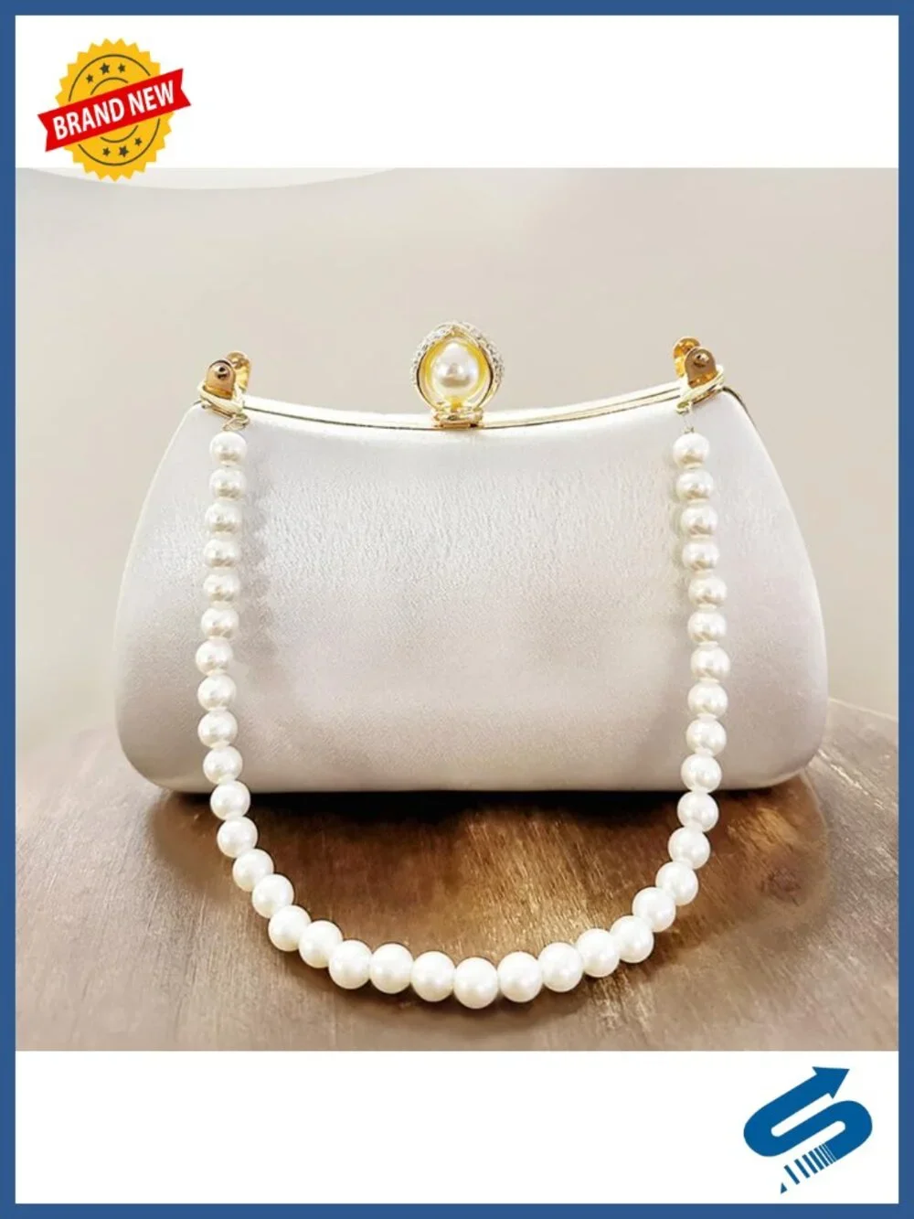 Floral Embroidered Clutch Purse Evening Bag Pearl Crossbody Wedding Party